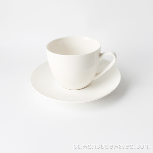 Conjunto de xícara de café bonechina branco puro britânico